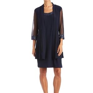 R&M Richards Women’s Two-Piece Embellished Shift Dress with Jacket